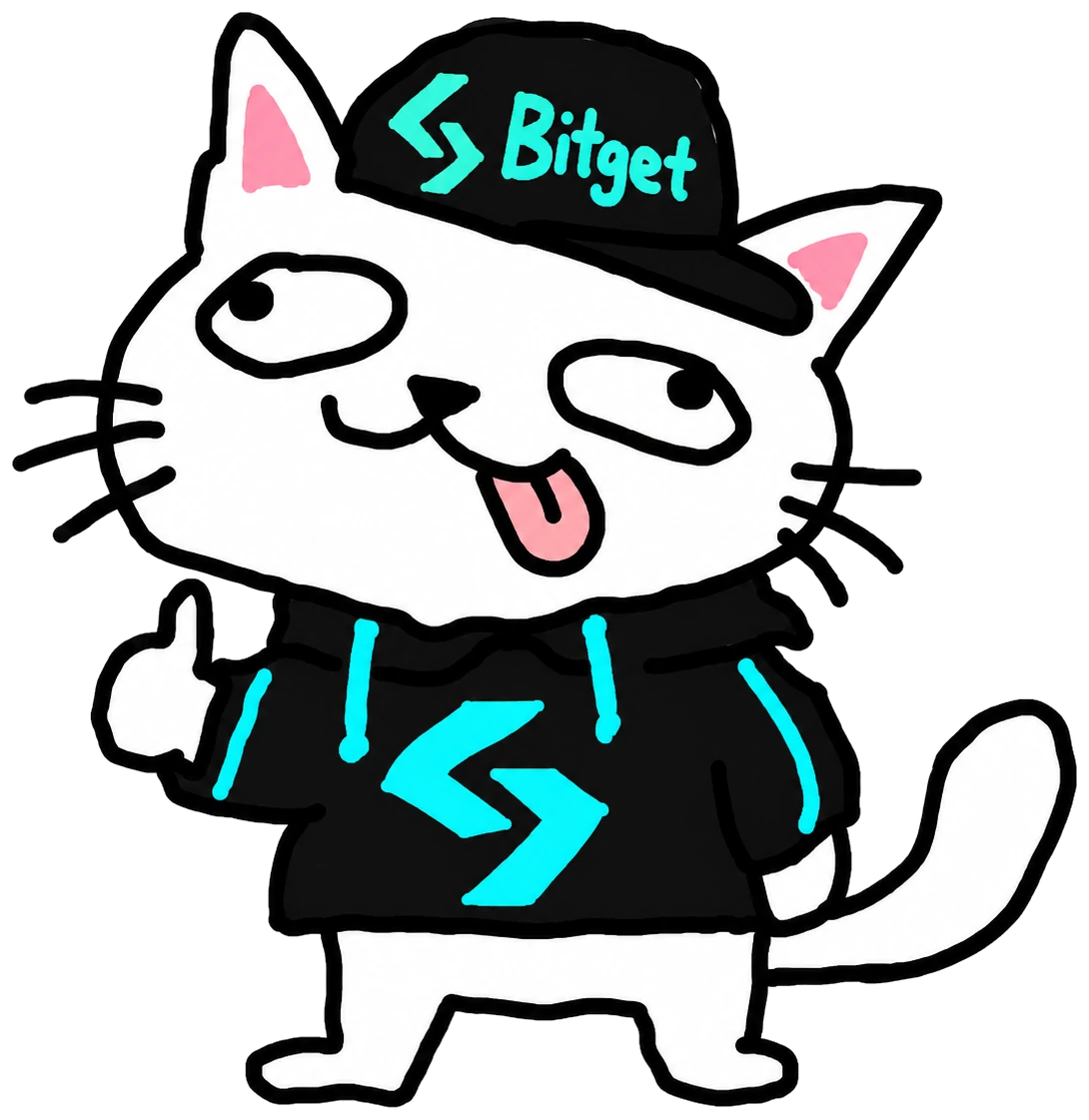 bitcat in a black hoodie and cap, tongue out, thumbs up, three hundred fifty one million dollars richer